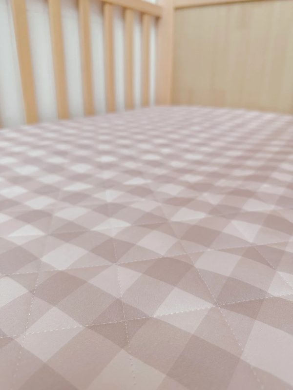 luxe quilted waterproof cot sheet & mattress protector | blush gingham